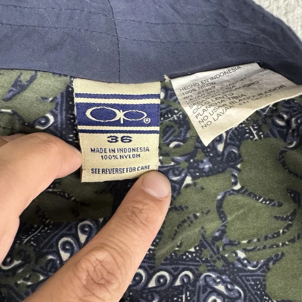 OP Ocean Pacific Swim Trunks Mens sz 36 Blue‎ Green Floral Board Shorts Vtg Y2k